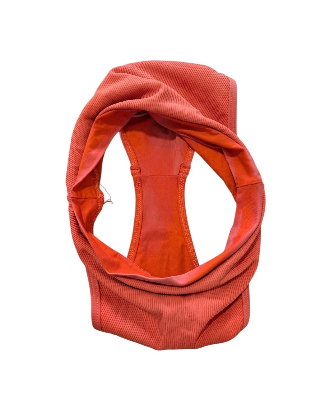 LA SPACE High-Waist Ribbed Bikini Bottoms - Coral Orange - Picture 4 of 4